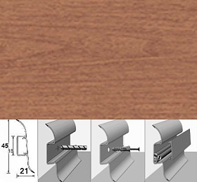 Напольный плинтус Идеал Альфа (пластиковый с кабель-каналом) 241 Вишня, 1 м.п.